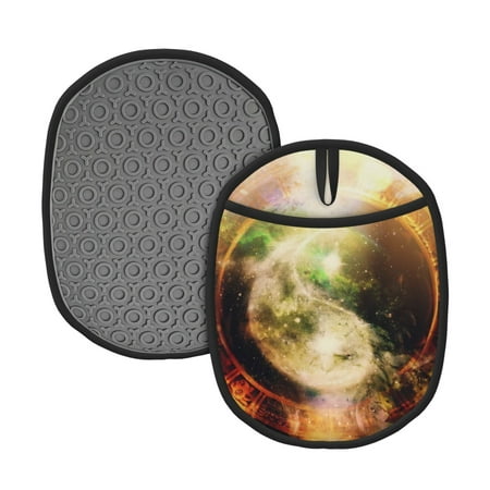 

Lukts Yin Yang 1 Print Silicone Pot Mat Mitten With Hanging Loop Heat Resistant Oven Mitts Non-Slip Bbq Baking Smoking Potholders