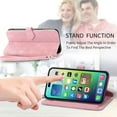 thumbnail image 3 of Allytech Wallet Case for iPhone 15 Pro, Embossed Luxury PU Leather Flip Case with Kickstand & Card Cash Slots, Slim Zipper Pocket Detachable Wrist Strap Magnetic Clasp Anti-Drop Case - Pink, 3 of 9