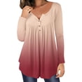 thumbnail image 1 of Puntoco Mujer Casual Camiseta Impreso Manga Larga Cuello Redondo Fruncido Pullover Blusa tops Puntoco Puntoco-922, 1 of 6