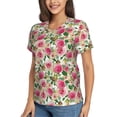 thumbnail image 2 of Wukai Rose Flowers Classic V-Neck T-Shirt for Women: Comfortable, Stylish, and Versatile Wardrobe Essential-3X-Large, 2 of 7