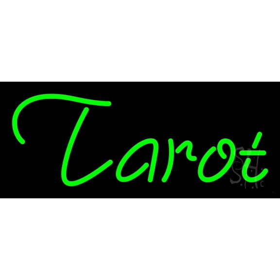 Green Tarot LED Neon Sign 10" Tall x 24" Wide - inches Black Square Cut Acrylic Backing, with Dimmer - Bright and Premium built indoor LED Neon Sign for Storefront.