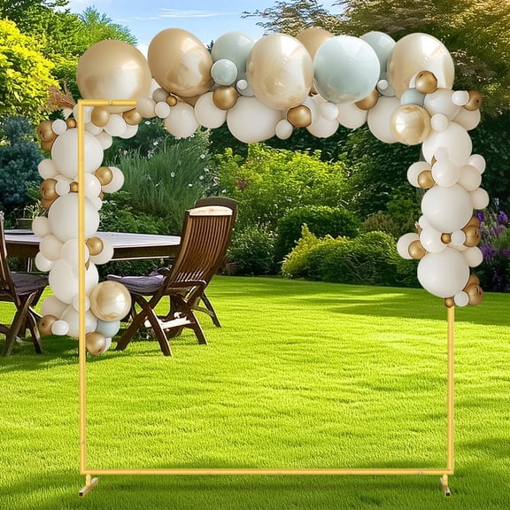 6.6FT Gold Square Wedding Arch Backdrop Stand - Metal Frame for Ceremony, Party, Photo Booth Decor