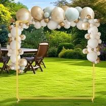 6.6FT Gold Square Wedding Arch Backdrop Stand - Metal Frame for Ceremony, Party, Photo Booth Decor