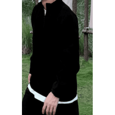 Pure black half-zipper sweater men's spring and fall models American heavyweight collar bottoming shirt senior sense of gangster handsome fall jacket