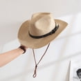 thumbnail image 4 of Classical Western Styles Straw Sun Hat Adjustable Roll Brims Panama Hat For Outdoor Activity And Fashion Enthusiasts, 4 of 9