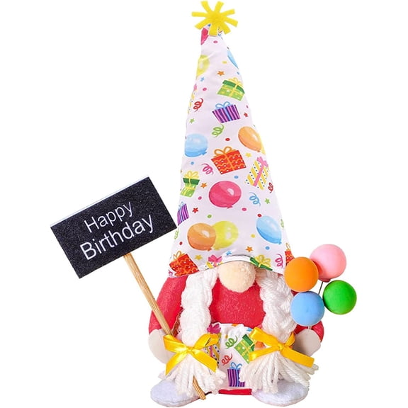 DizeyBoyo Happy Birthday Gnome Plush Decor Ornament Summer Gnomes Handmade Scandinavian