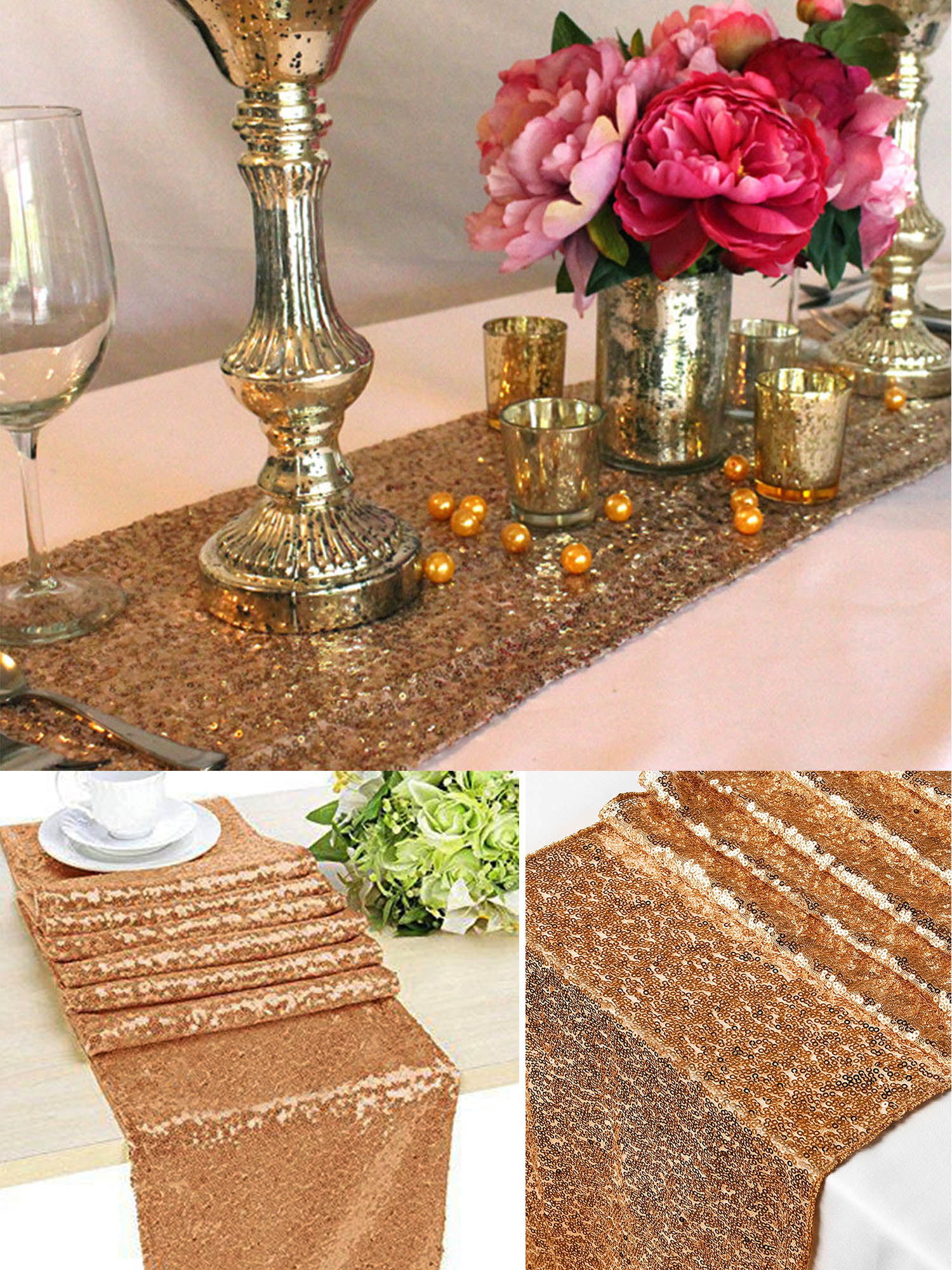 Sequin Table Runner Tablecloth Xmas Party Wedding Decorations 12"x72''/108"/118"