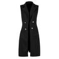 thumbnail image 4 of Women's Sleeveless Suede Long Vest Casual Lapel Open Front Duster Vest Color: Black Size: XL, 4 of 9