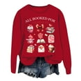 thumbnail image 1 of DGHM Womens Sweatshirt Loose Oversized In Crewneck Pullover Letter Print Casual Sweatshirts Red S, 1 of 3