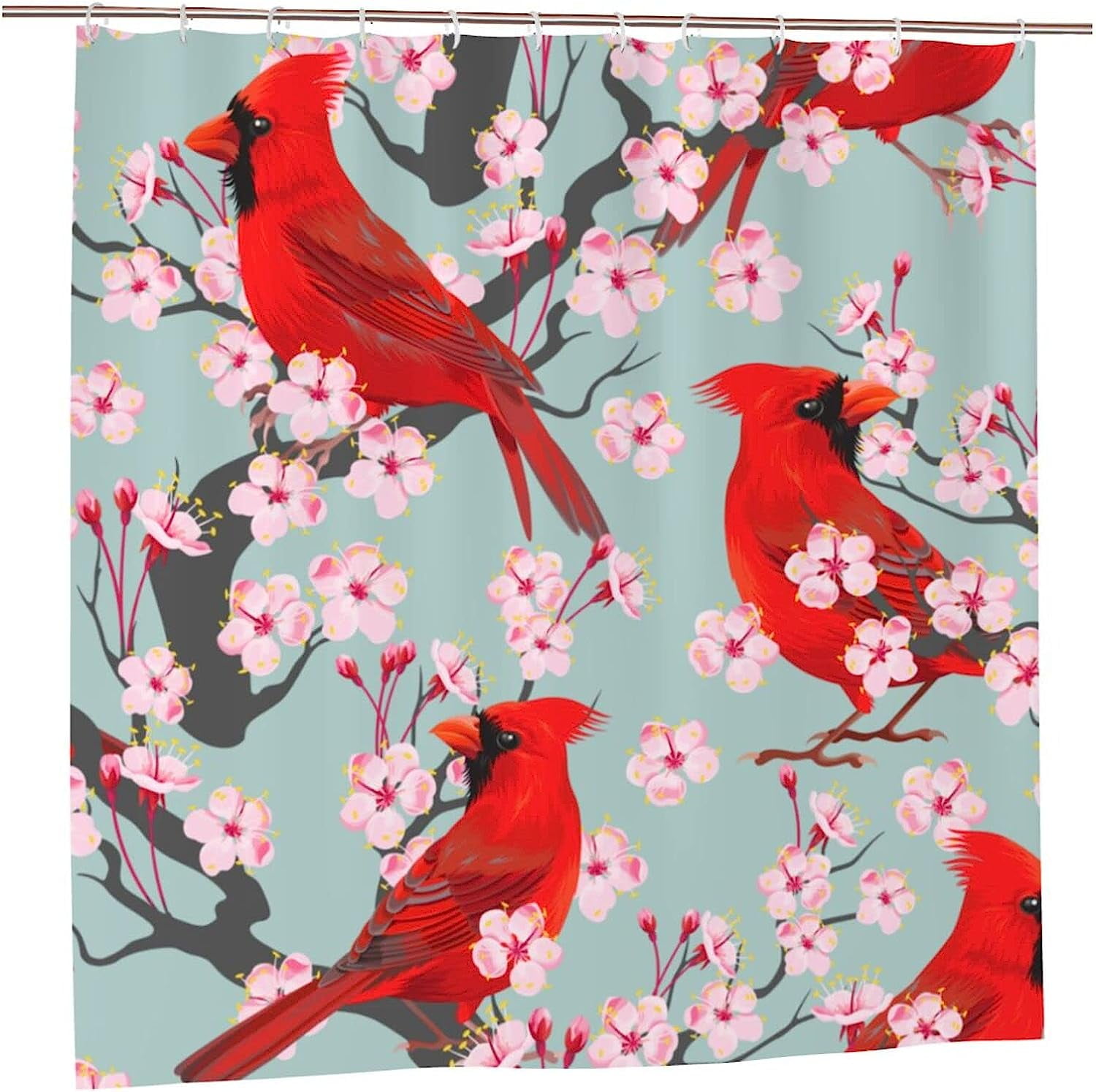 SPXUBZ Cardinals Bird Colorful Shower Curtain 72x72in Waterproof