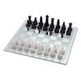 thumbnail image 1 of Juego de ajedrez vanguardista de vidrio esmerilado negro con tablero de espejo, 1 of 8