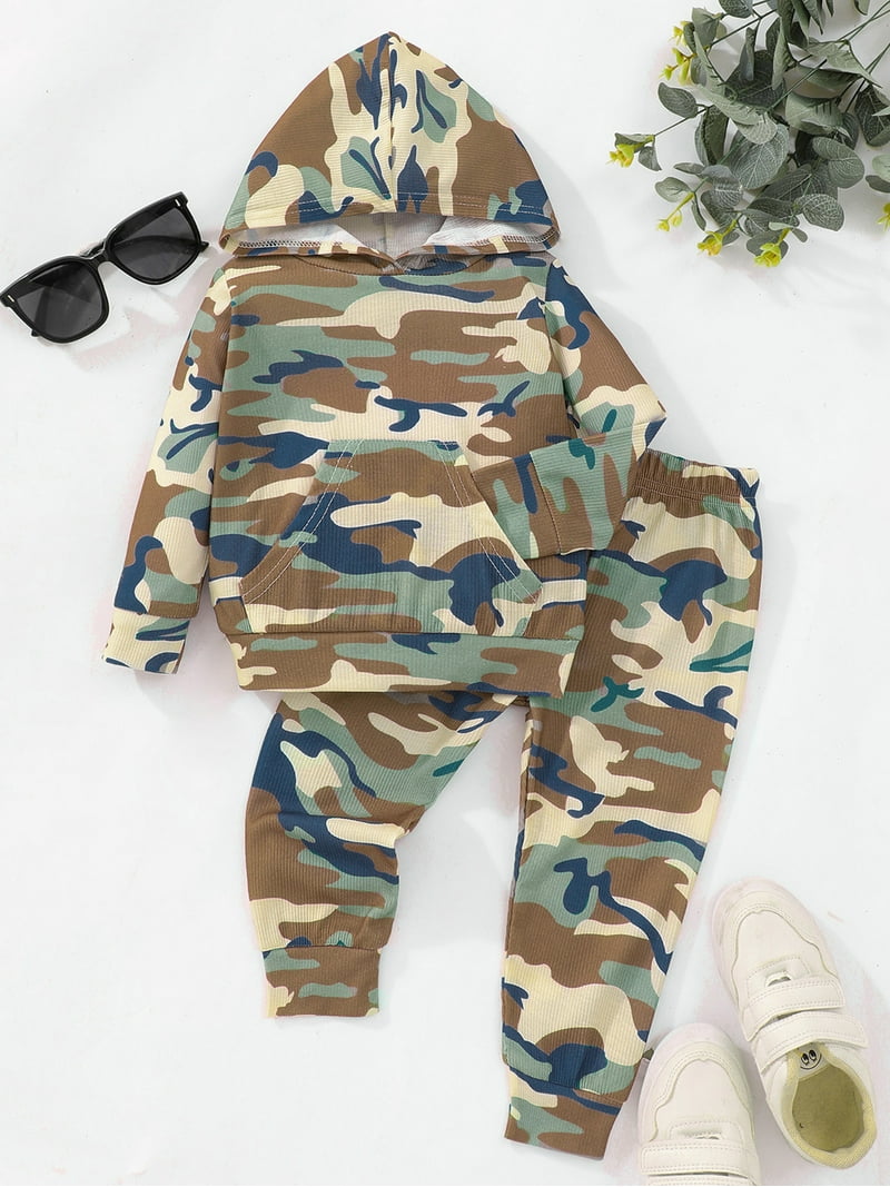 Bagilaanoe 2PCS Toddler Baby Boy Pants Set Camouflage Long Sleeve
