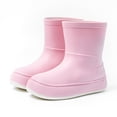 thumbnail image 2 of GobdXE Solid Mid Calf Rain Boots Waterproof Nonâ Thick Platform Sole Short Rain Booties Easy On off Outdoor Mud Boots for Boys Girls Pink,17-18 Years, 2 of 3