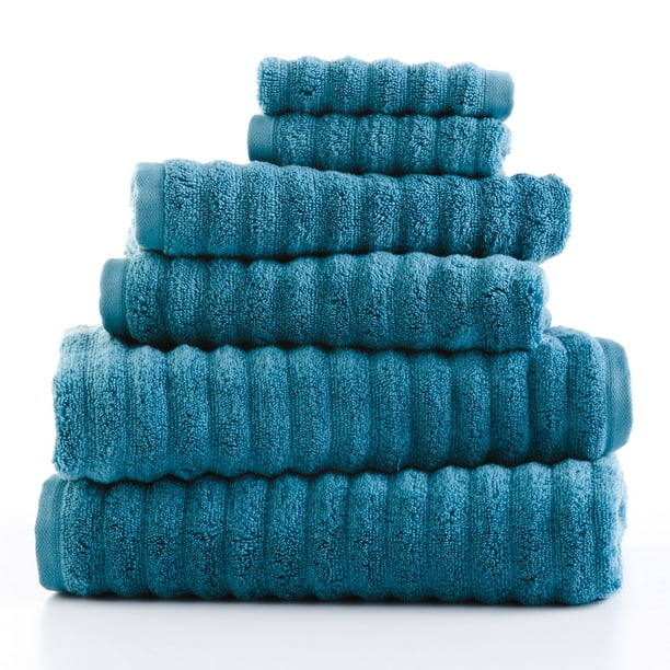 Mainstays Performance Textured 6-Piece Bath Towel Set - Coolwater ...
