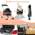 thumbnail image 4 of YRLLENSDAN Dog Stroller for Small Dogs 35 lbs Cat Stroller Pet Strollers Waterproof Portable Travel Cat Dog Stroller with Cup Holder, Leopard Skin, 4 of 7
