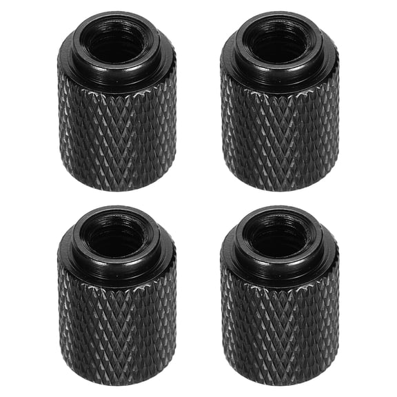 Uxcell 4pcs Knurled Thumb Nut, M6 12mm OD 16mm Height 6061 Anodized Aluminium Alloy Hand Screw Nut, Metal Chassis Screw for Machinery, DIY Assembly, Electronics, Bright Black