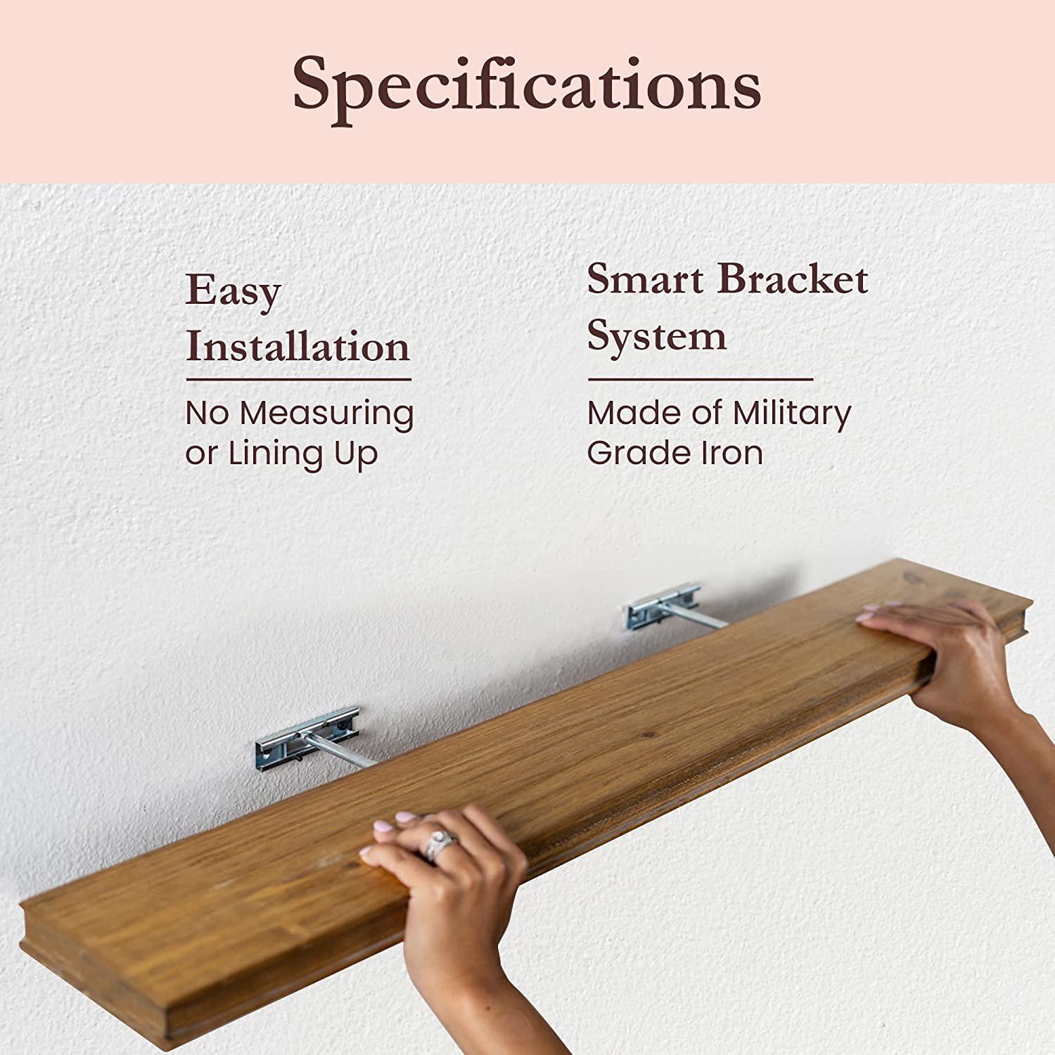 Willow & Grace Wall Mounted Wooden Floating Shelves, Wall Shelves for Bedroom, Bathroom, Living & Laundry Room, Kitchen Decor - Rustic Farmhouse Small Wood Shelf - Dark Walnut (36 Inch Set of 2)
