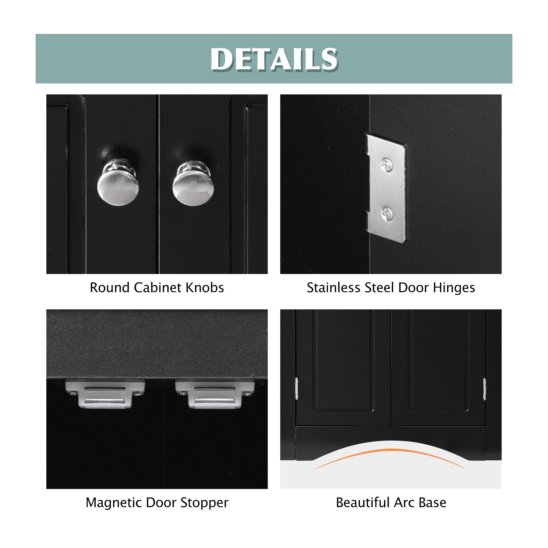GDF Studio 17.2" Triangle Bathroom Storage Cabinet, Freestanding Corner Floor Cabinet, Adjustable Shelf, Black