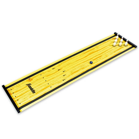 Franklin Sports Table Top Shuffleboard Bowling Game, Indoor Bowling Game for Kids, Mini Shuffleboard Mat with Bowling Pins, Easy to Setup and Play
