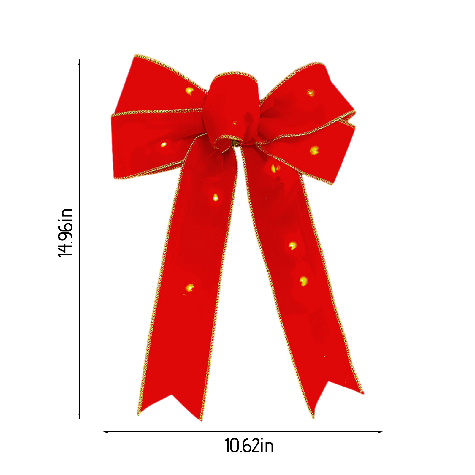 LED Red Bows Christmas Decorations Big Wired Velvet Bow with Warm LED ...