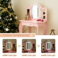 thumbnail image 3 of Ktaxon Kids' Wooden Vanity Table and Stool Set with LED Lights, Princess Makeup Dressing Table,Children's Furniture, Pink, 3 of 11