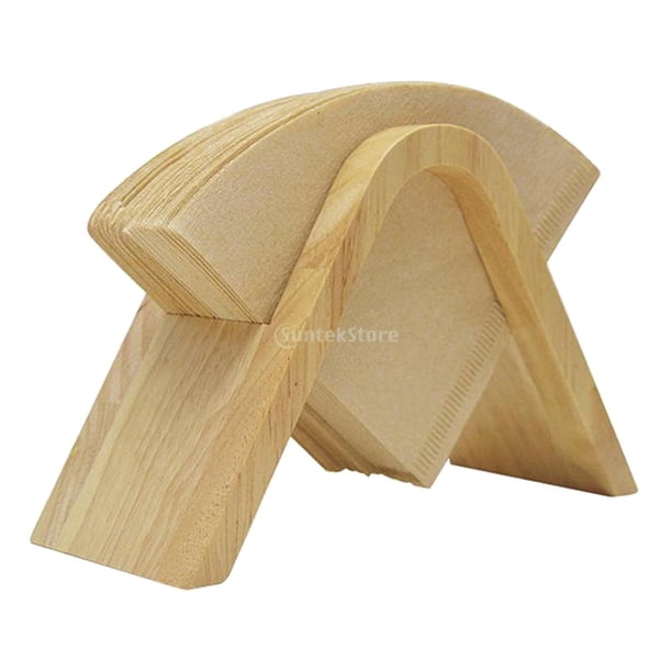 Soporte de filtro de café de madera natural, dispensador de papel de café, estante de almacenamiento, cono Estilo B