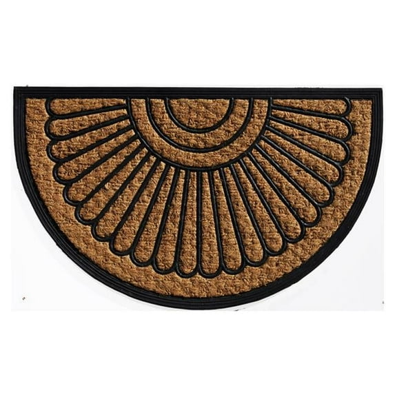 18 x 30 in. Sun Pointe Semicircle Doormat, Natural & Black