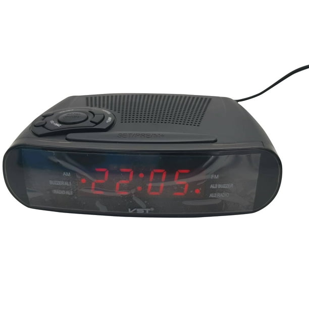 Radio-réveil avec Affichage LED Numérique AM/FM avec Réveil, Fonction de Sauvegarde de la Batterie