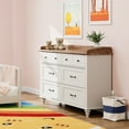 thumbnail image 3 of Wood Kids Dresser with 6 Drawers, Nursery Dresser Chest of Drawers, Mid-Century White Dresser for Bedroom, 47 Inch, 3 of 7