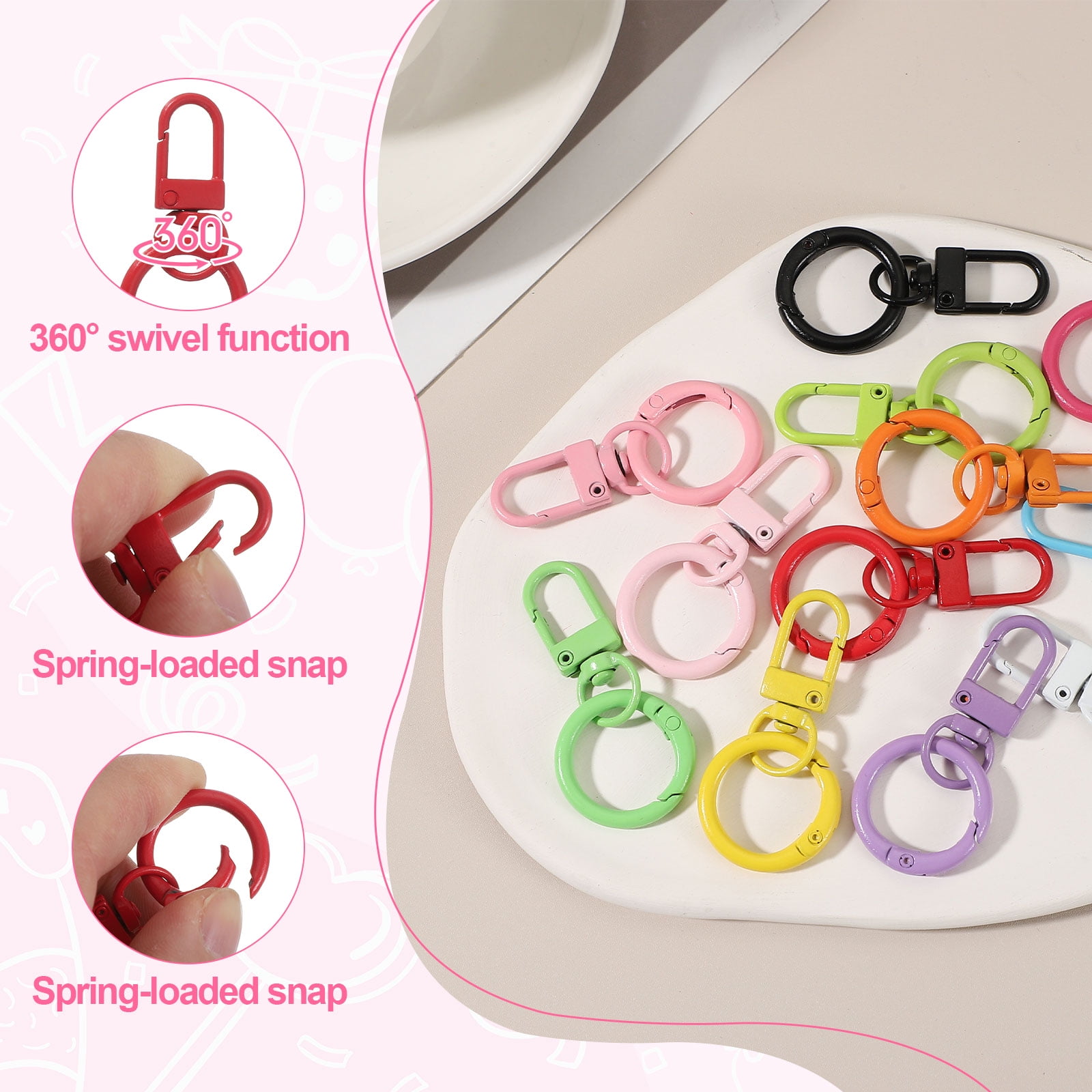 Uxcell 36 Pcs Lobster Claw Clasp, Colorful Metal Keychain Clasp Swivel Hooks with Spring Key Rings Trigger Clips for Bag Door Key Chains DIY Craft Jewelry Making, Orange