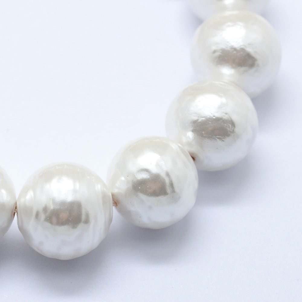 Shell Pearl Beads Strands Round Creamy White 12mm Hole: 1mm about 34pcs/strand 15.7 inch