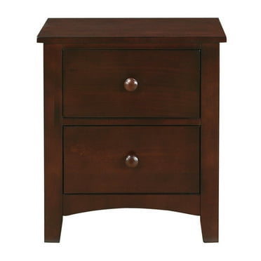 Newboti Furniture Dark Oak Finish Nightstand 2-Drawers Pine Veneer MDF Wooden 1pc Modern Nightstand 05838