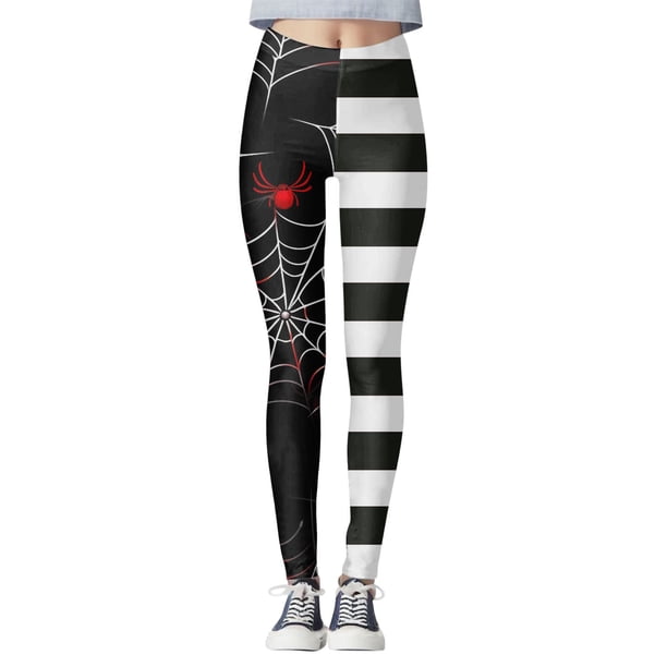 Gibobby Leggings deportivos Mujer Mallas con estampado para Halloween para mujer, mallas paraportivas con Control de yoga para mujer, mallas para talle(Negro, XXL)