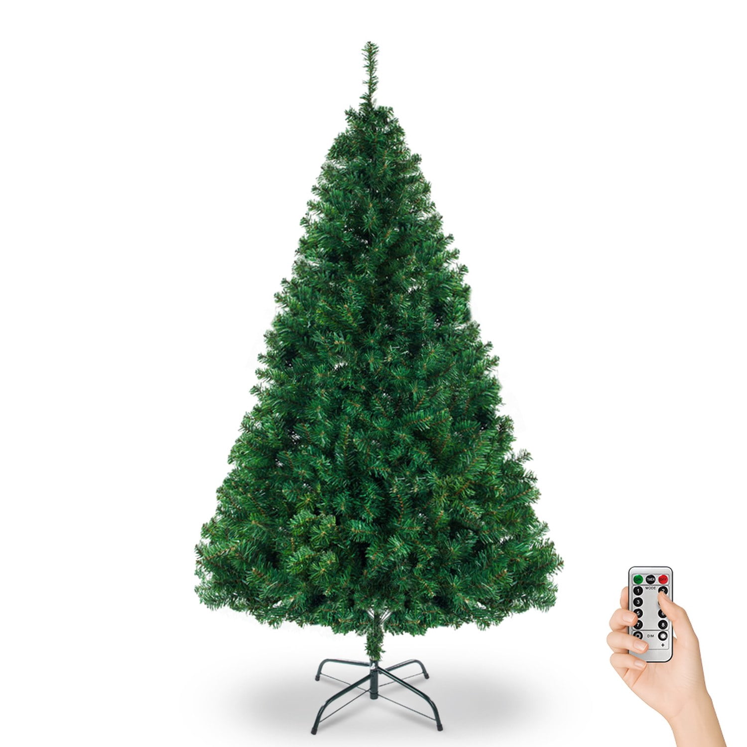 Astoutdoor 7 ft Christmas Tree with 1100 Branches, 200 Warm Lights, 8 Modes, Green PVC
