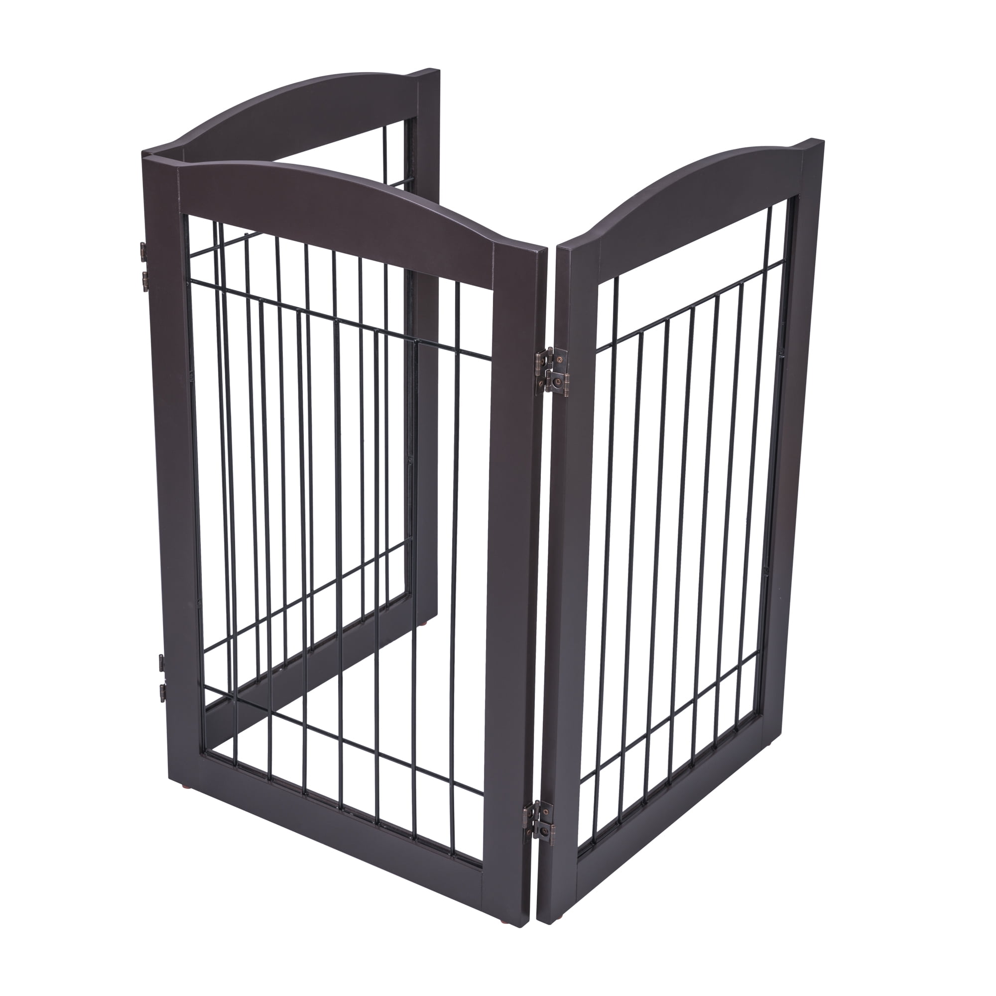 STAROUS Pet Gate for Dogs, 60 inches Extra Wide, 30 inches Tall Dog Gate for The Houes, Doorway, Stairs, Pet Puppy Safety Fence, Espresso- 3 Panels(No Include Support Feet)