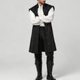thumbnail image 5 of Atkumj Medieval Vest for Men Trendy Solid Color Long Waistcoat Vintage Stand Collar Front Patch Pockets Button Down Sleeveless Vest, 5 of 10