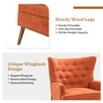 thumbnail image 3 of Wingback Accent Chair, Tina's Home Upholstered Button Tufted Armchair Nailhead Trim Wood Leg Orange, 3 of 7
