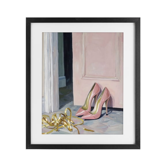 Stupell Industries Pink High Heels & Tinsel Black Framed Print Under Glass, design by The Prints Vibe