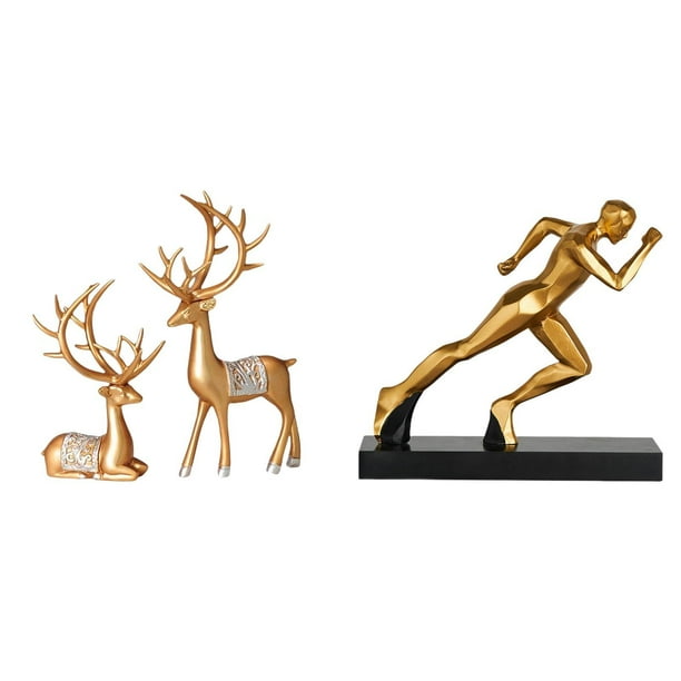 Estatua de escultura de ciervo,Estatua de ciervo,adorno de mesa,decoración del hogar,Estatua del corredor,Estatua de corredor Escultura de arte abstracto Figura,Estatua de personaje para