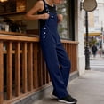 thumbnail image 5 of ZACPNCV Womens Solid Color Cargo Overalls Adjustable Spaghetti Strap Straight Leg Jumpsuit with Pockets Casual Romper, 5 of 8