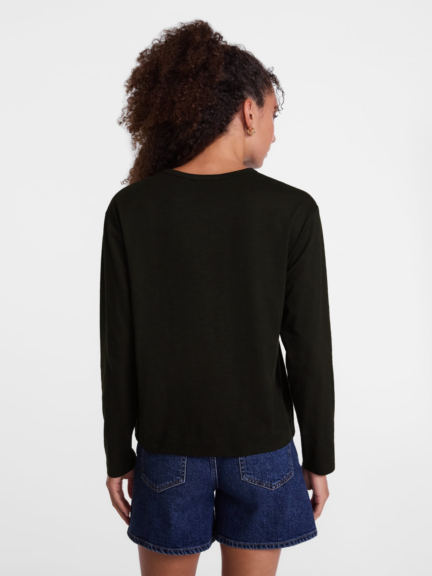 Scenario Women's and Women's Plus Relaxed Slub Tee with Long Sleeves, Sizes XS-4X