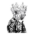 thumbnail image 1 of Tree Art,Abstract Face Tree Art, Woman Abstract Wall Decor,Metal Home Decoration, Figure Art 30*21cm, 1 of 5
