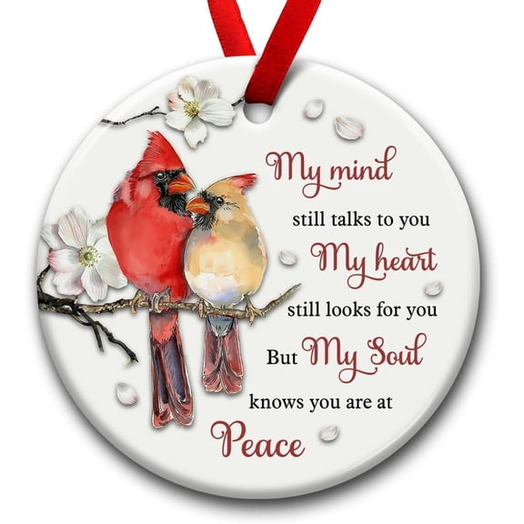 Cardinal Memorial Ornament, Christmas Ceramic Ornaments, Remembrance Gift for Loss of Mom, Dad, Grandma, Grandpa, Sympathy Bereavement Condolences Gifts