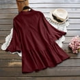 thumbnail image 4 of Tops de Mujer Elegantes Blusas Casuales Camisas de Moda Camiseta de Color Sólido Manga de Trompeta Manga Corta Cuello en V Odeerbi  ODB168711, 4 of 9