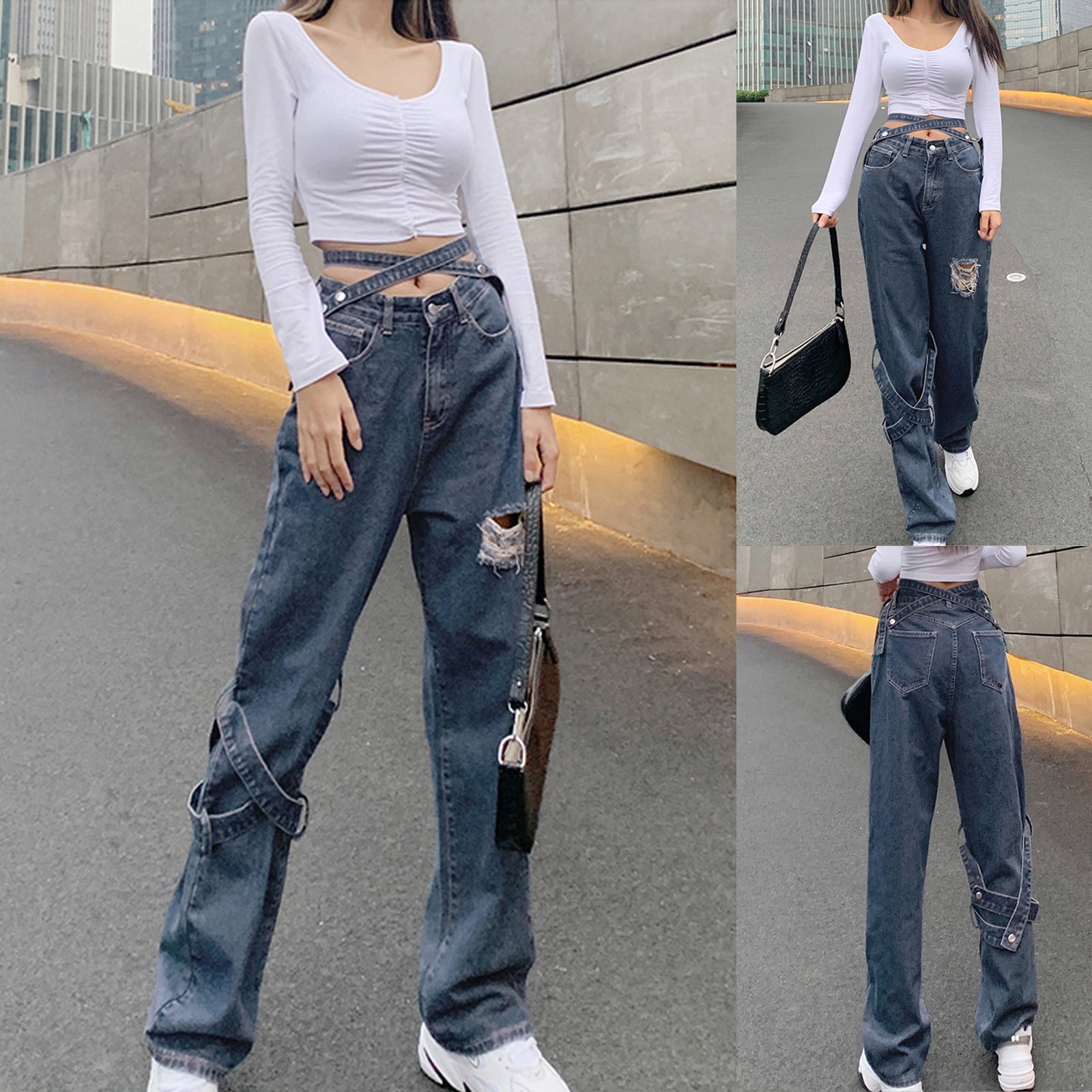 Women's Mid Waisted Wide Leg Pants 
