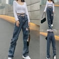 thumbnail image 3 of Bigersell High Waisted Skinny Jeans for Women Boot Cut Jeans Sale High Waisted Skinny Jeans Ladies Taper Denim Pants Distressed Female Jeans Fitted High Waist Full Length Pants Style J-6 Blue S, 3 of 9