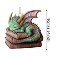 thumbnail image 2 of 3.54" Light Green Baby Dragon Sleeping on Books Ornament - Cute Acrylic Hanging Decor for Book Lovers - Whimsical Fantasy Dragon Pendant for Christmas Tree, Car Mirror & Library Gift, 2 of 5