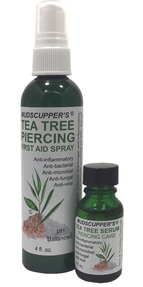 TEA TREE Piercing Aftercare Set -  Piercing First Aid Spray & Piercing Serum Set
