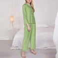 thumbnail image 5 of Wukai Green Gingham Print Women's Pajama Set - Soft Long Sleeve Sleepwear for Comfort and Style-Small, 5 of 9