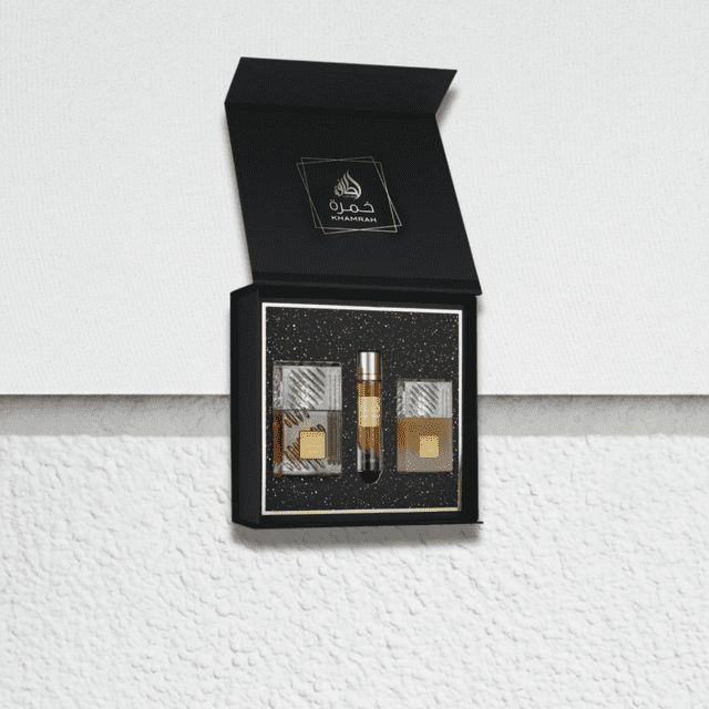 Set de regalo Perfume Lattafa Khamrah de 3 piezas para mujer